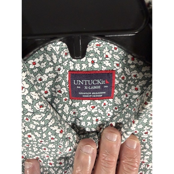 UNTUCKit Men's Palazette Green Floral Short Sleeve Performance Button Down XL - Picture 3 of 8
